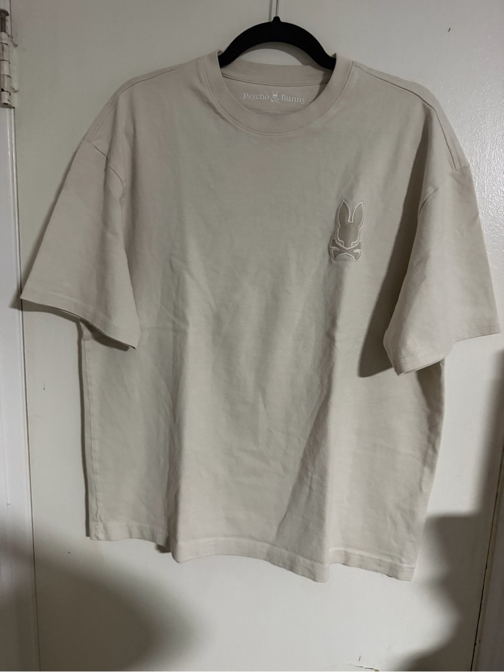 Psycho Bunny Mens Beige Pima Cotton T-Shirt Tonal Embroidered Logo Size 6 L